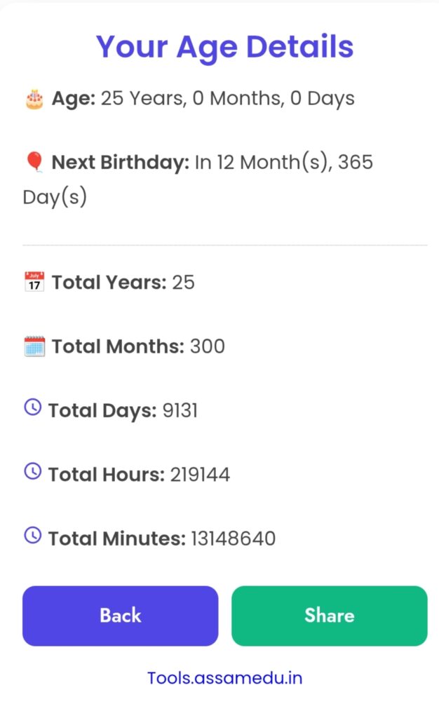 Online age calculator